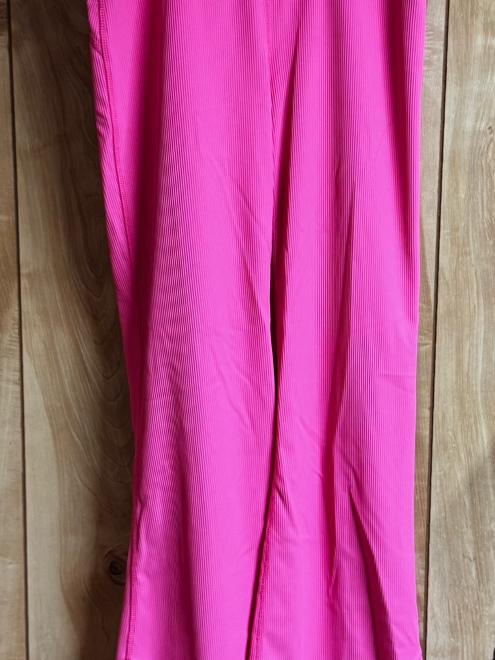 Bright Hot Pink Ribbed Wide-Leg Pants
